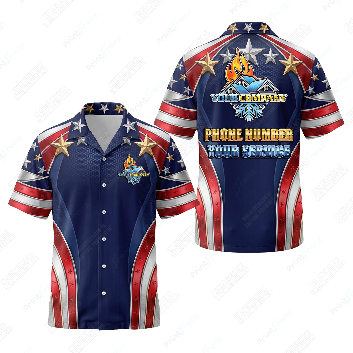 Golden Star Spangled Arc patriotic HVAC shirt USP14 - key